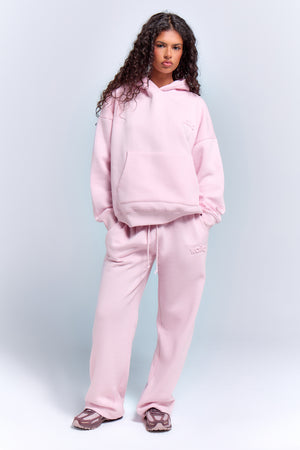 Kaiia Embossed Logo Wide Leg Joggers Baby Pink