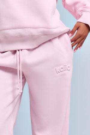 Kaiia Embossed Logo Wide Leg Joggers Baby Pink