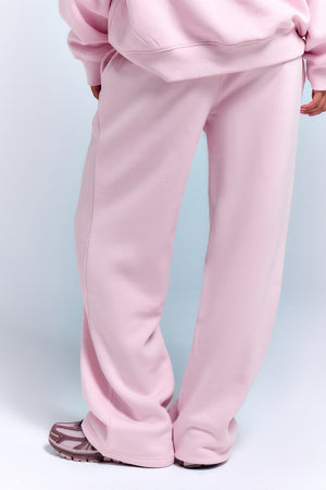 Kaiia Embossed Logo Wide Leg Joggers Baby Pink