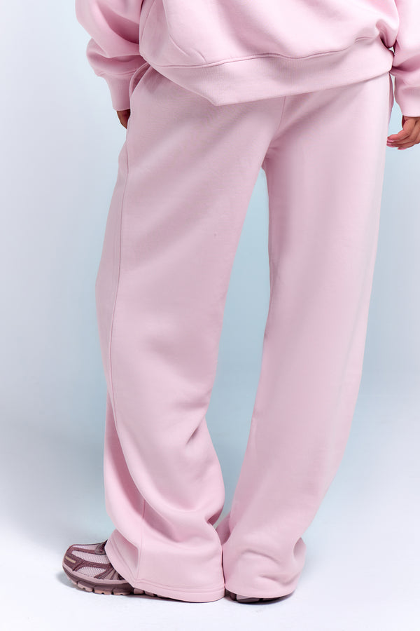 Kaiia Embossed Logo Wide Leg Joggers Baby Pink