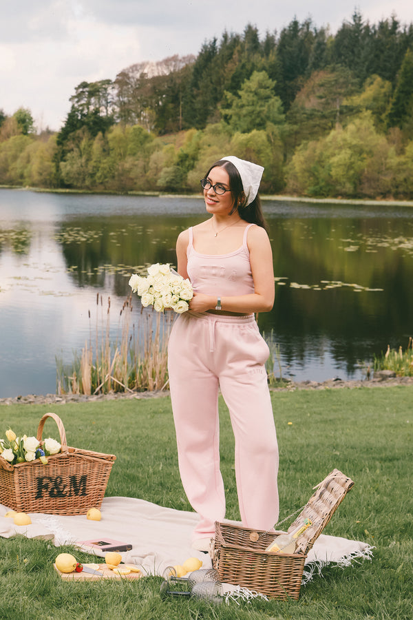 Kaiia Logo Wide Leg Joggers Dusty Pink