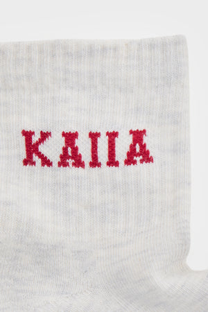 Pack of Three Kaiia Slogan Socks Light Grey Marl