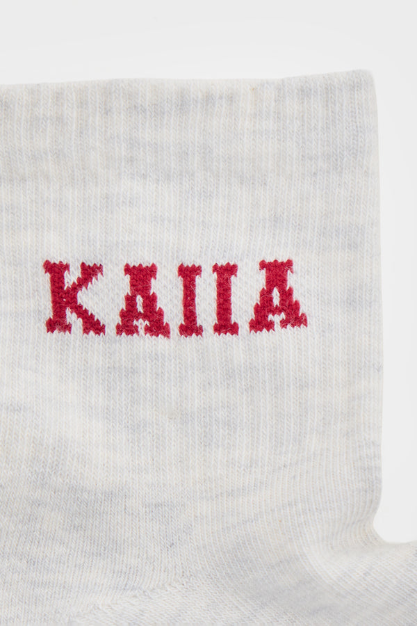 Pack of Three Kaiia Slogan Socks Light Grey Marl