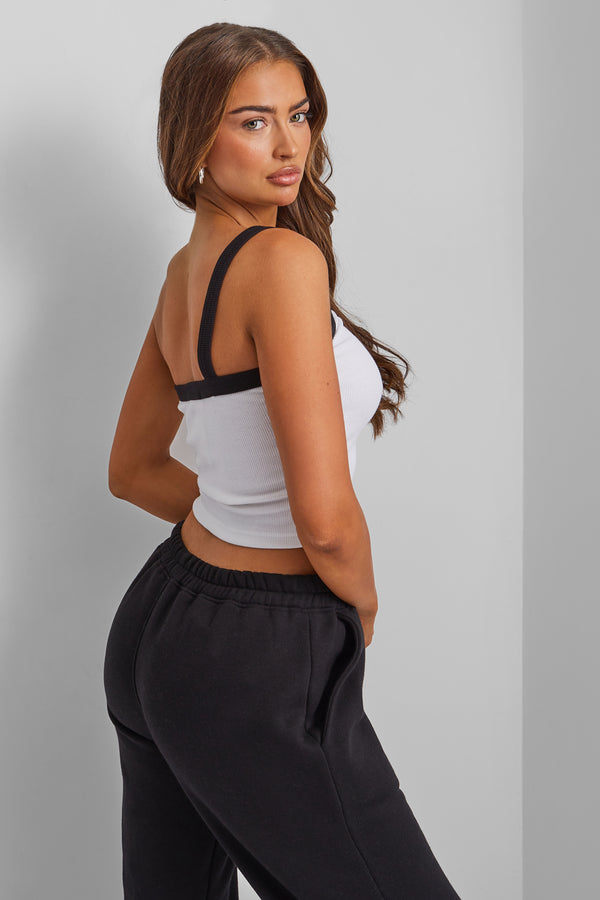 Contrast Edge One Shoulder Top White and Black