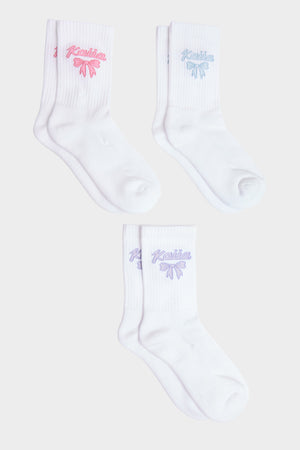Pack of Three Kaiia Bow Socks Multi