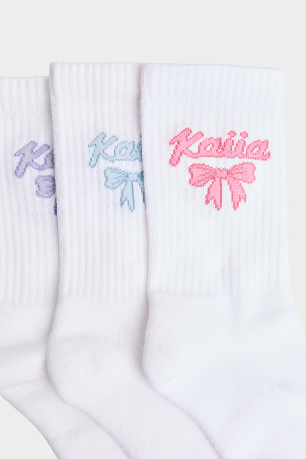 Pack of Three Kaiia Bow Socks Multi