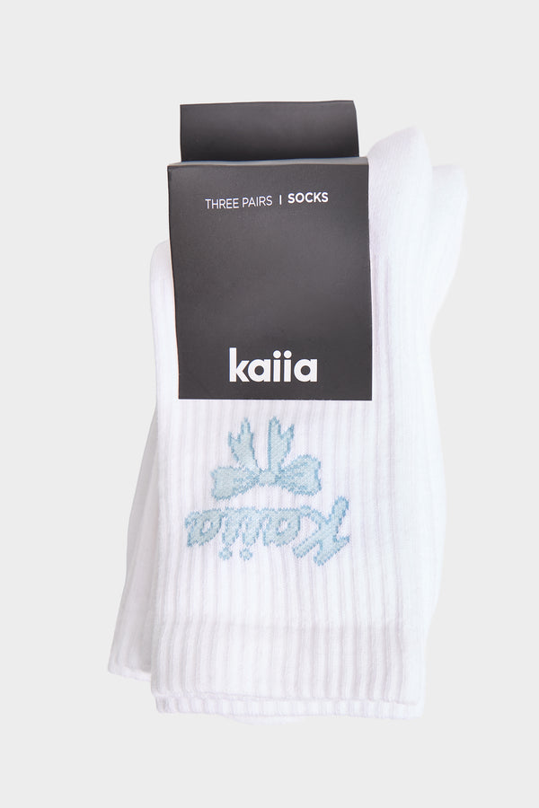 Pack of Three Kaiia Bow Socks Multi