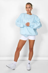 KAIIA SLOGAN OVERSIZED SWEATSHIRT LIGHT BLUE