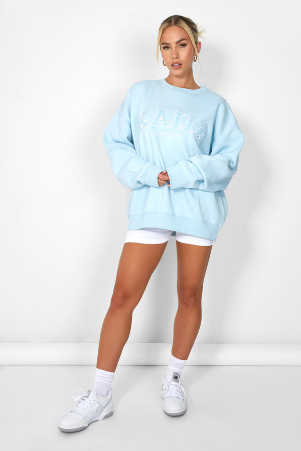 KAIIA SLOGAN OVERSIZED SWEATSHIRT LIGHT BLUE