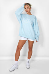 KAIIA SLOGAN OVERSIZED SWEATSHIRT LIGHT BLUE