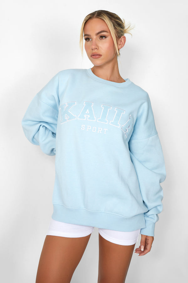 KAIIA SLOGAN OVERSIZED SWEATSHIRT LIGHT BLUE