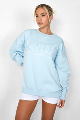 KAIIA SLOGAN OVERSIZED SWEATSHIRT LIGHT BLUE