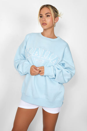 KAIIA SLOGAN OVERSIZED SWEATSHIRT LIGHT BLUE