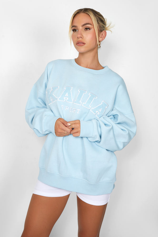 KAIIA SLOGAN OVERSIZED SWEATSHIRT LIGHT BLUE