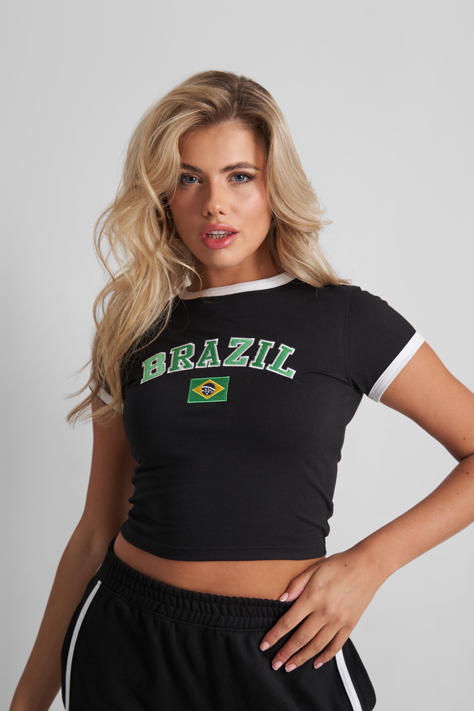 Kaiia Brazil Baby Tee Black