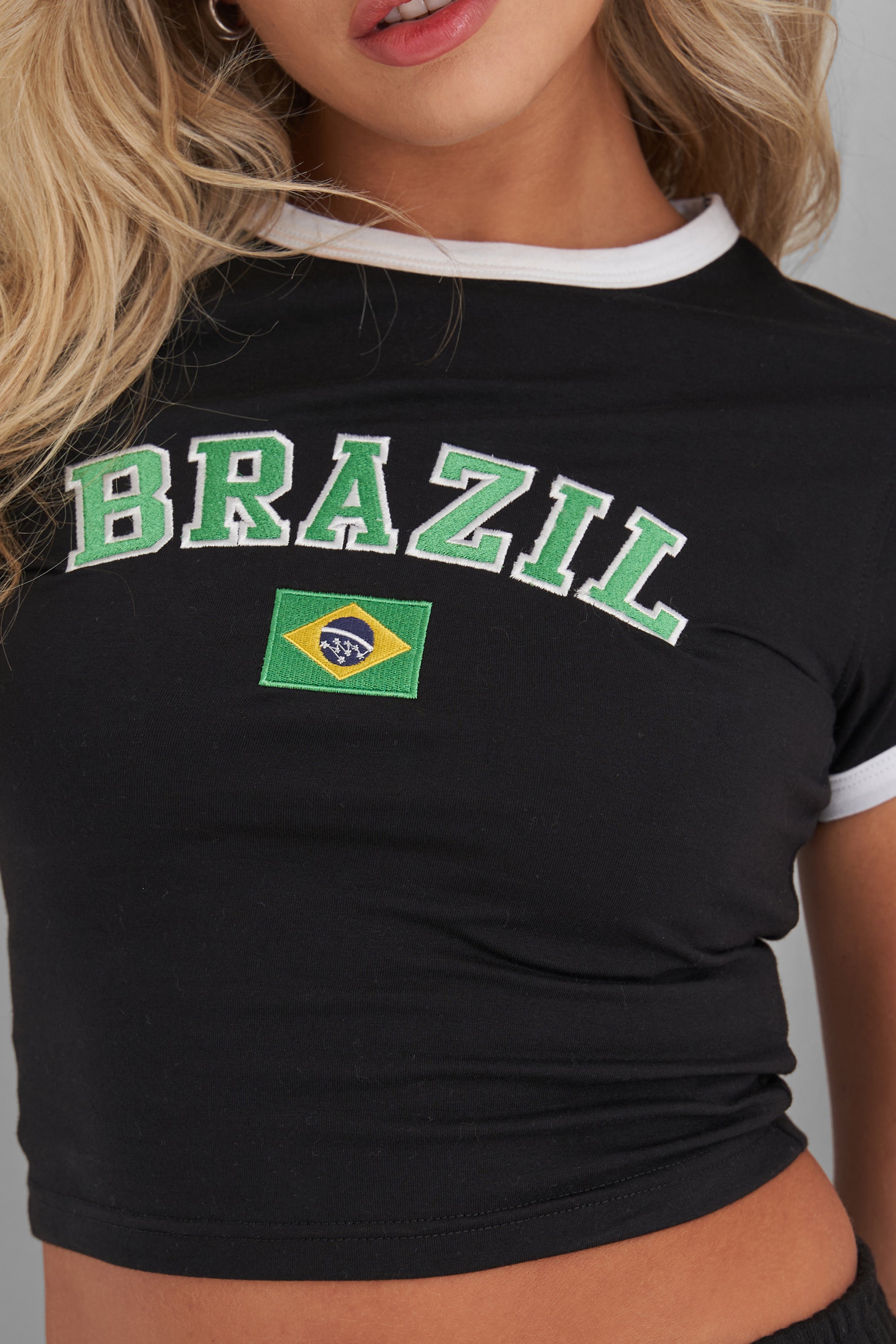 Kaiia Brazil Baby Tee Black