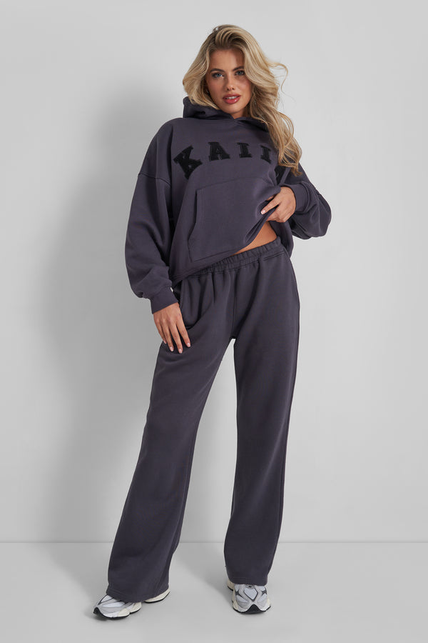 Wide Leg Sweat Pants Dark Grey