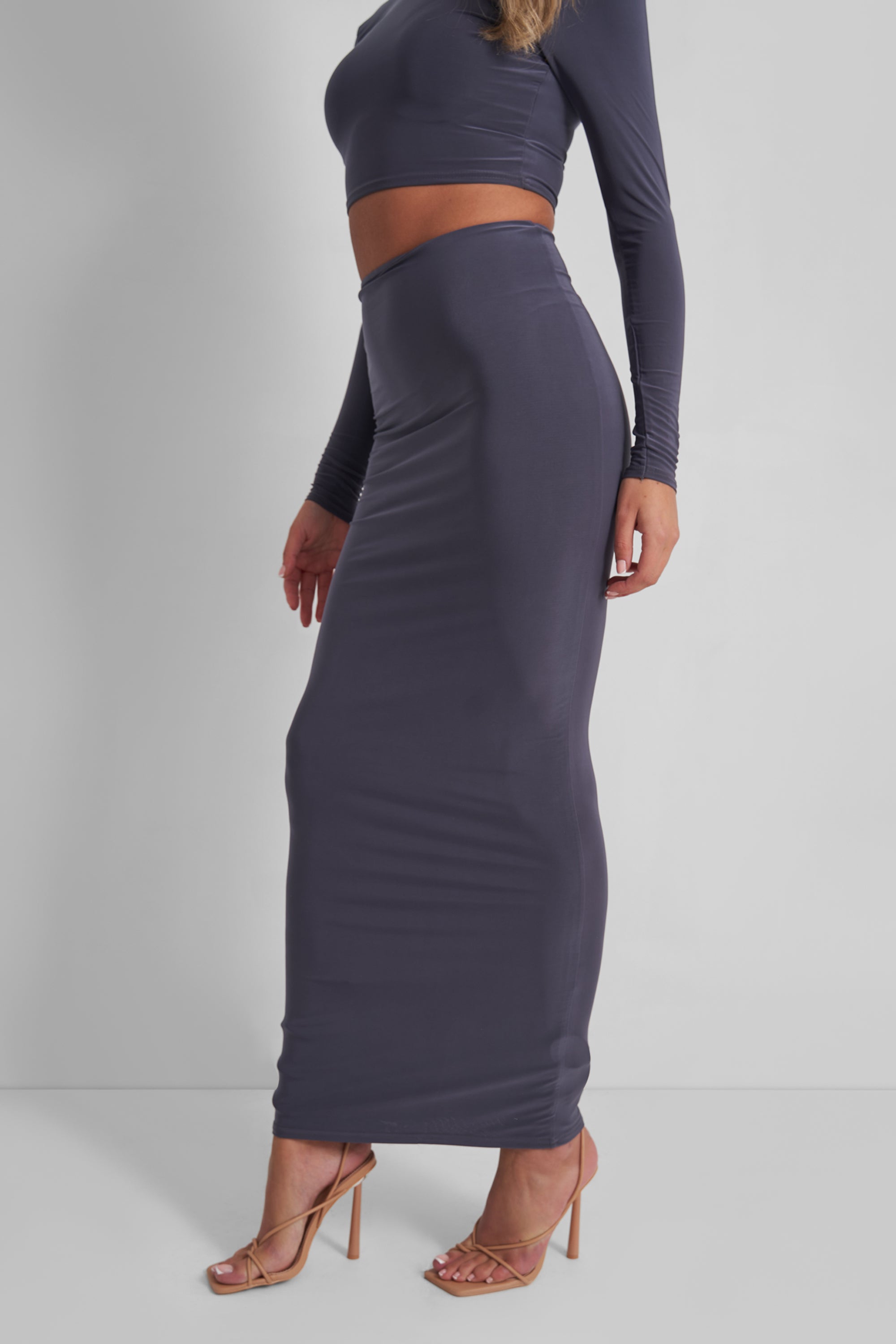 Slinky Column Maxi Skirt Slate