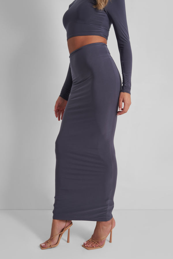 Slinky Column Maxi Skirt Slate