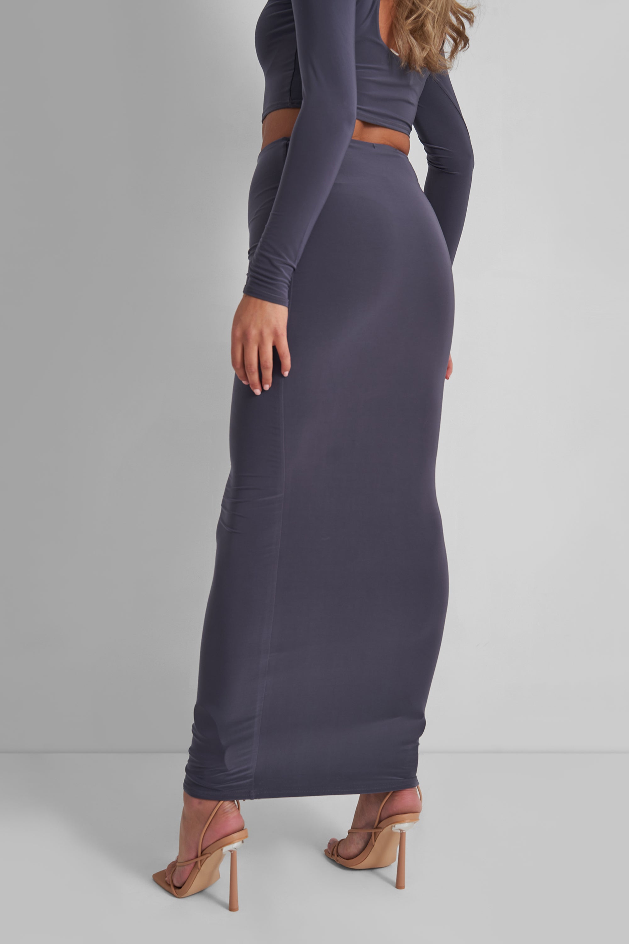 Slinky Column Maxi Skirt Slate