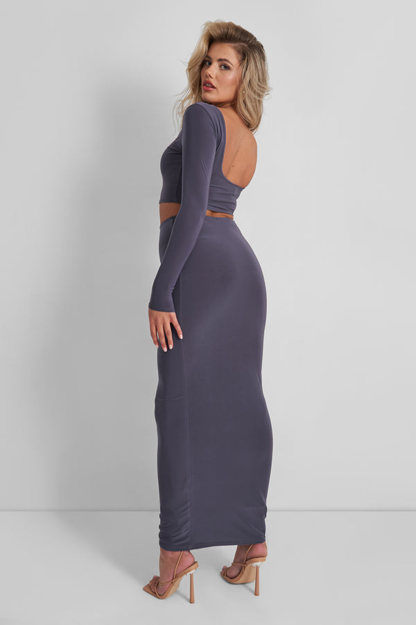 Slinky Column Maxi Skirt Slate