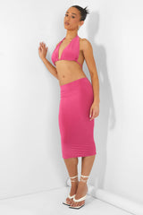 SLINKY MIDI SKIRT PINK