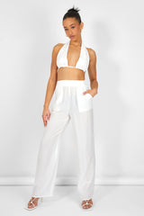 CRINKLE HALTERNECK TOP WHITE