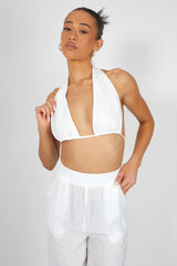 CRINKLE HALTERNECK TOP WHITE