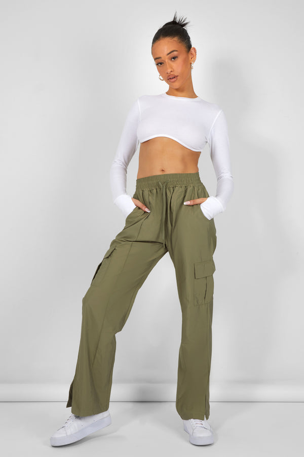 SPLIT HEM CARGO TROUSERS KHAKI