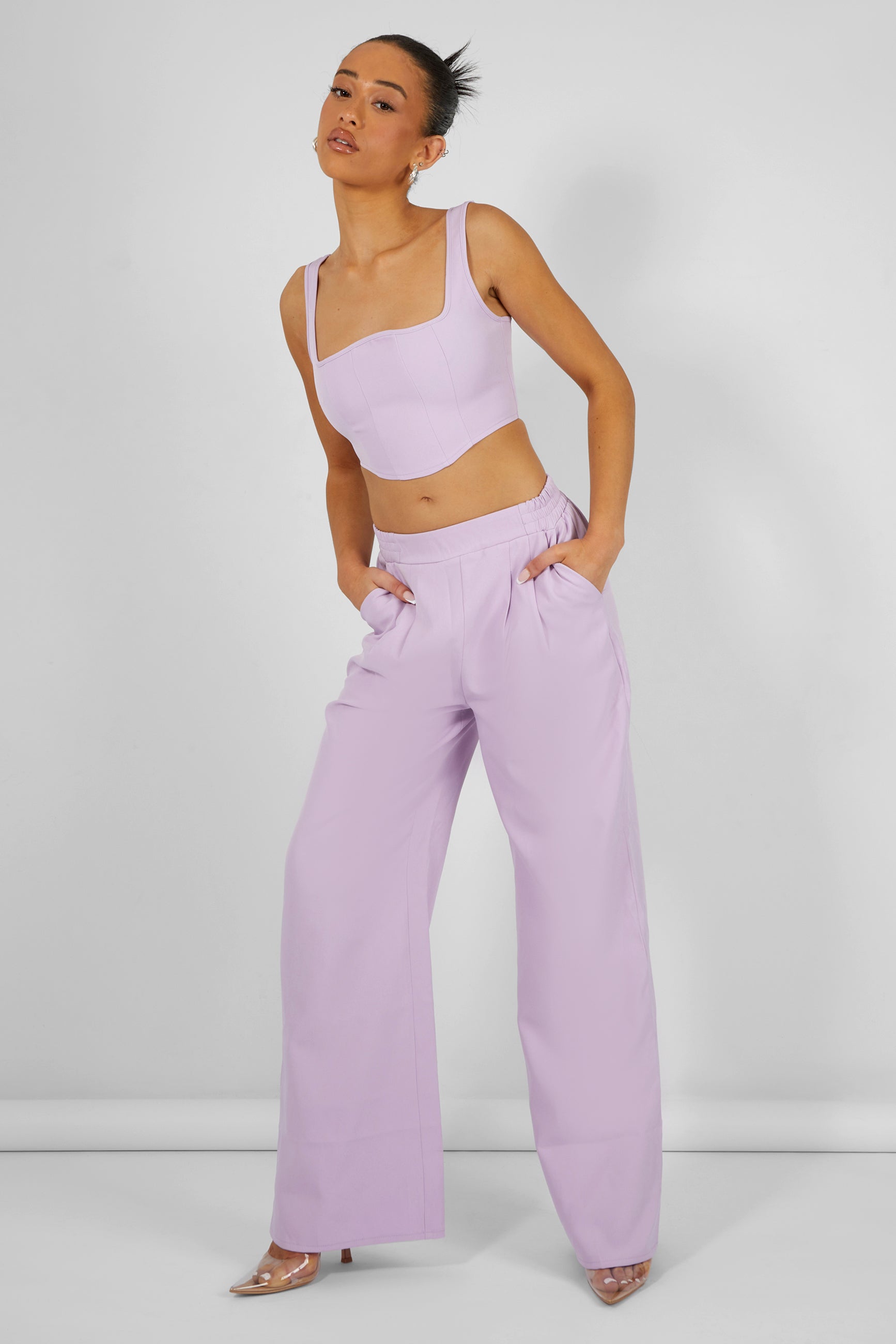 Seam Detail Corset Top Lilac