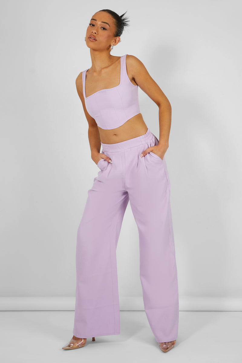 Tailored Wide Leg Trousers Lilac