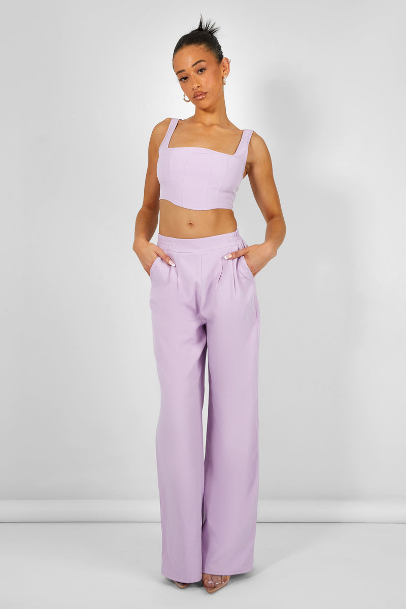 Tailored Wide Leg Trousers Lilac