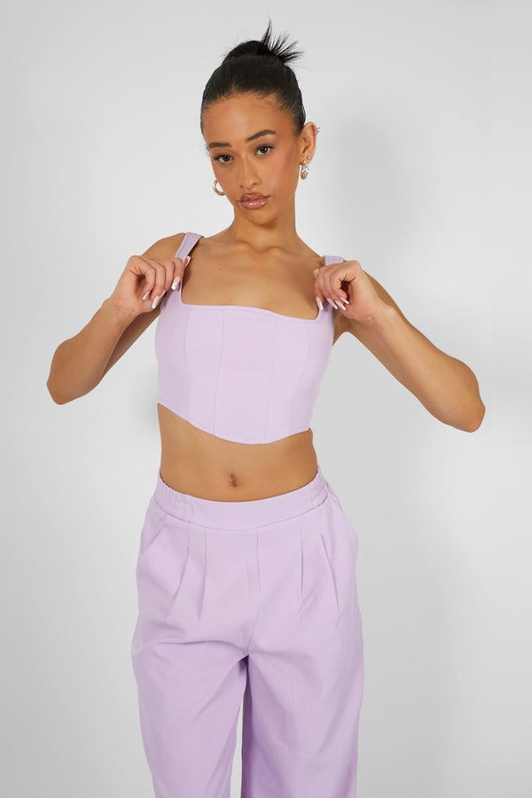 Seam Detail Corset Top Lilac