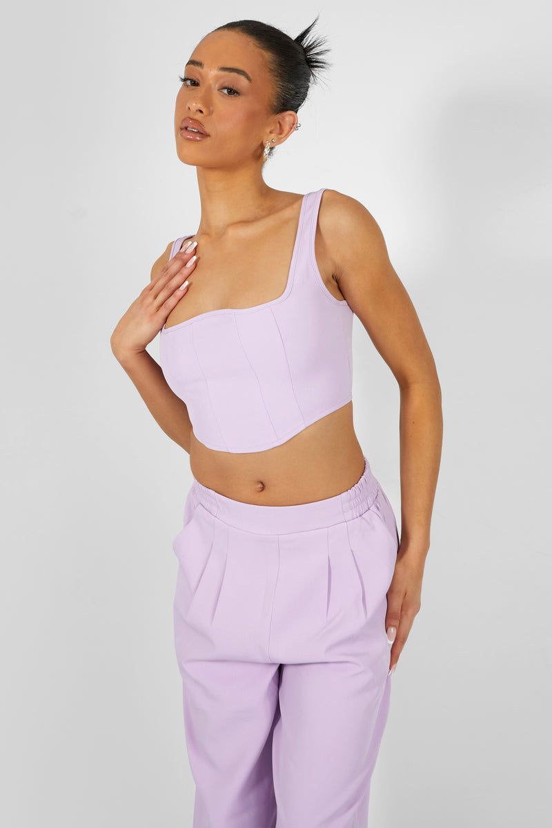 Seam Detail Corset Top Lilac