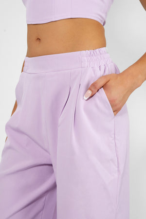 Tailored Wide Leg Trousers Lilac