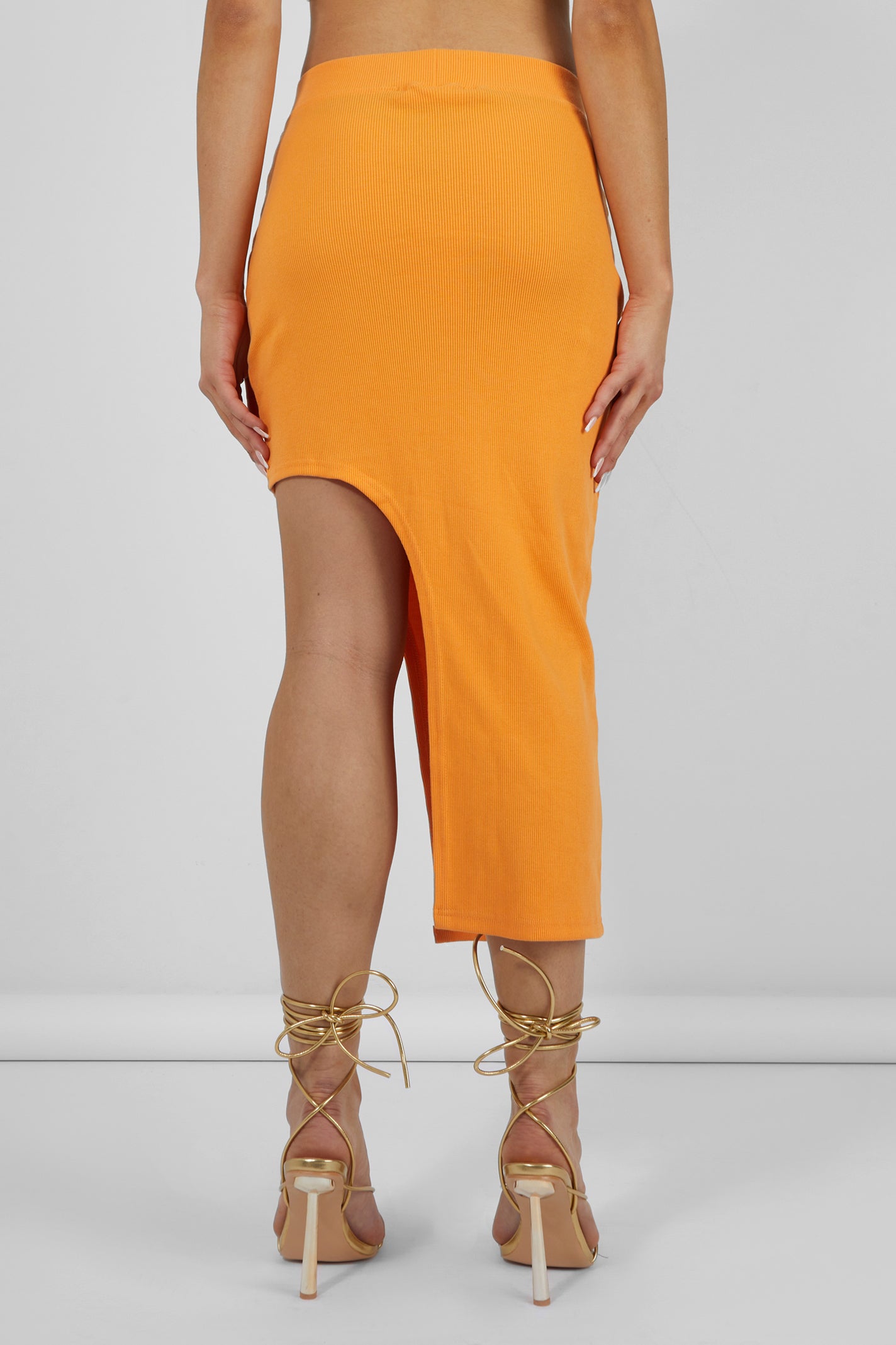 EXTREME SPLIT RIBBED MIDI SKIRT MANGO