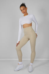 Kaiia Premium Rib Seamless Leggings Stone