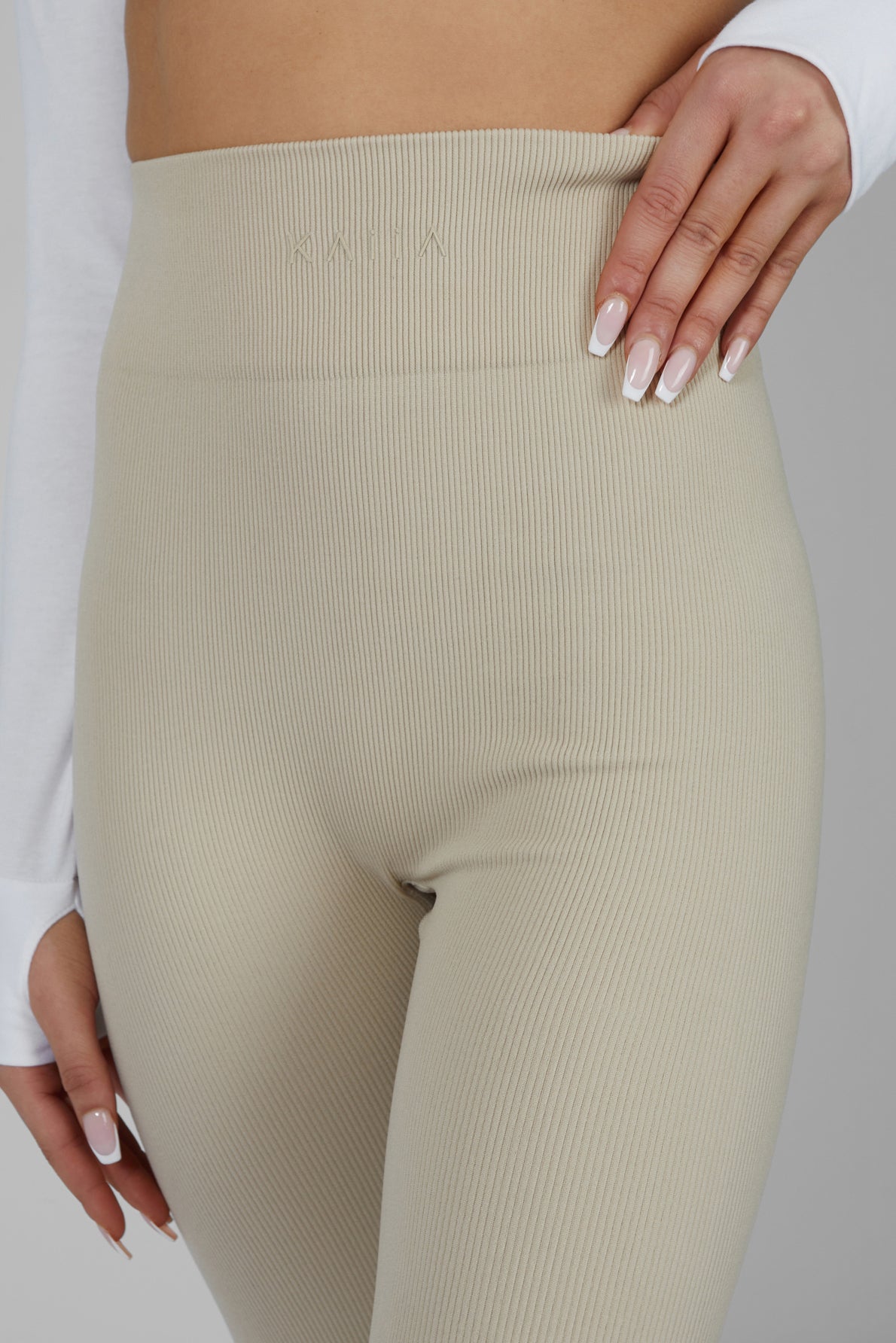 Kaiia Premium Rib Seamless Leggings Stone