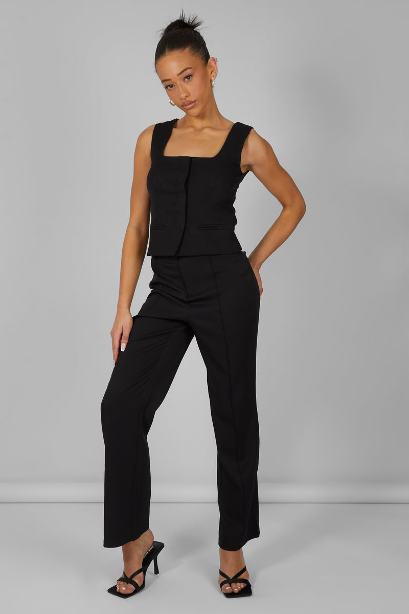 Tailored Square Neck Top Black