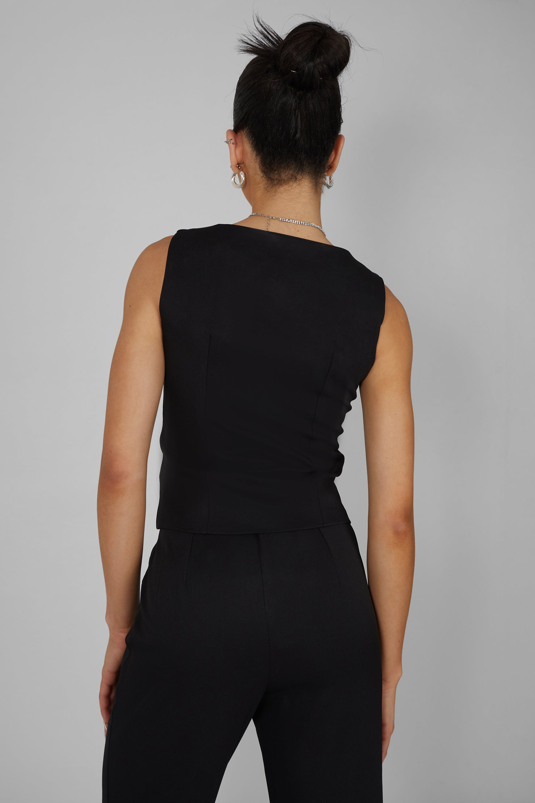 Tailored Square Neck Top Black