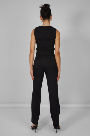 Tailored Extreme High Waisted Slim Leg Trousers Black