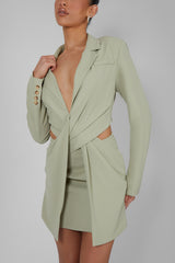 Twist Front Blazer Dress Sage