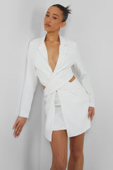 Twist Front Blazer Dress Ivory