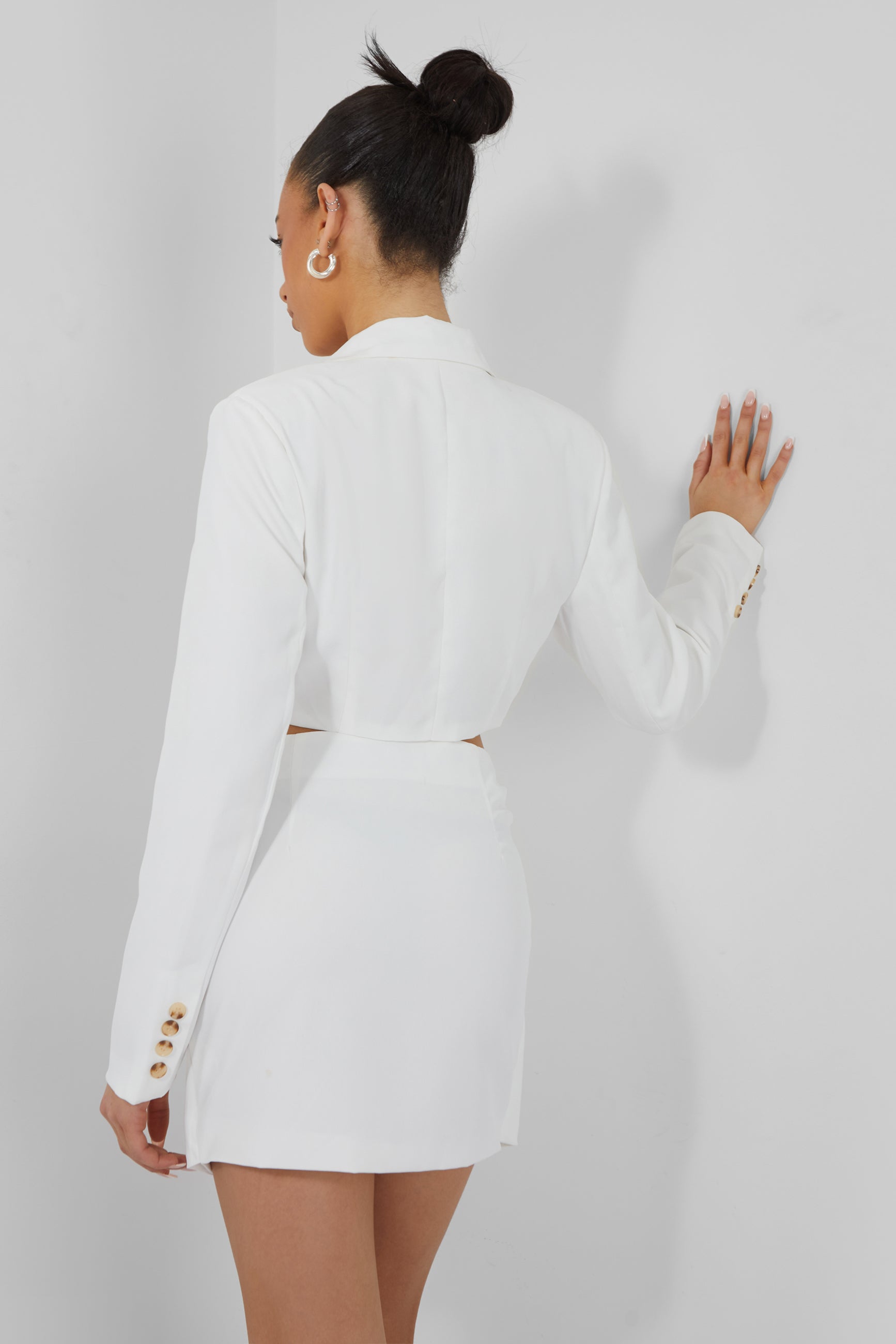 Twist Front Blazer Dress Ivory