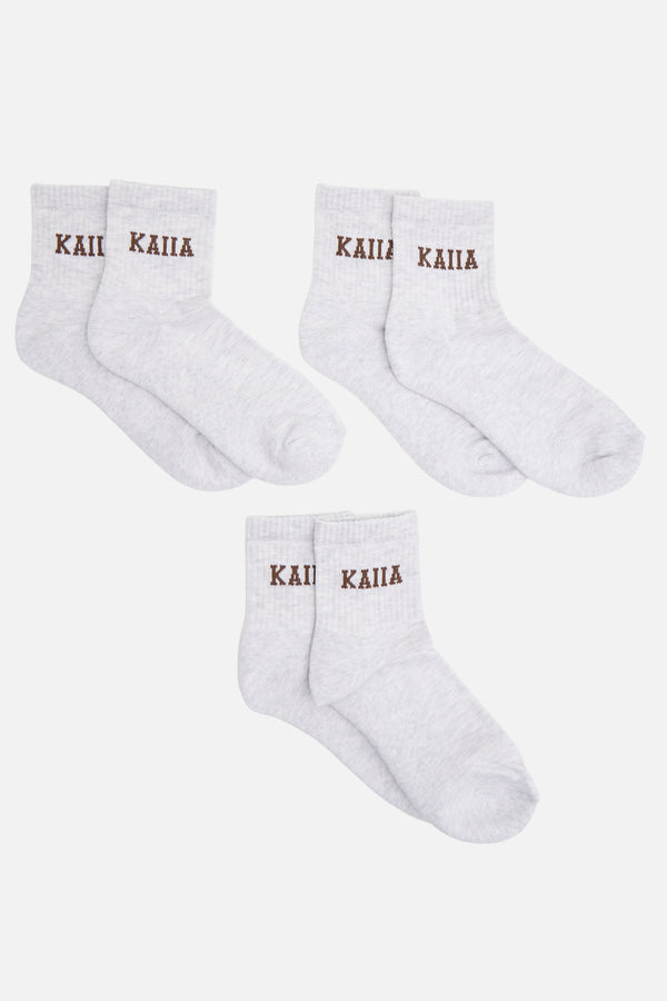 Pack of Three Kaiia Logo Sock Chocolate