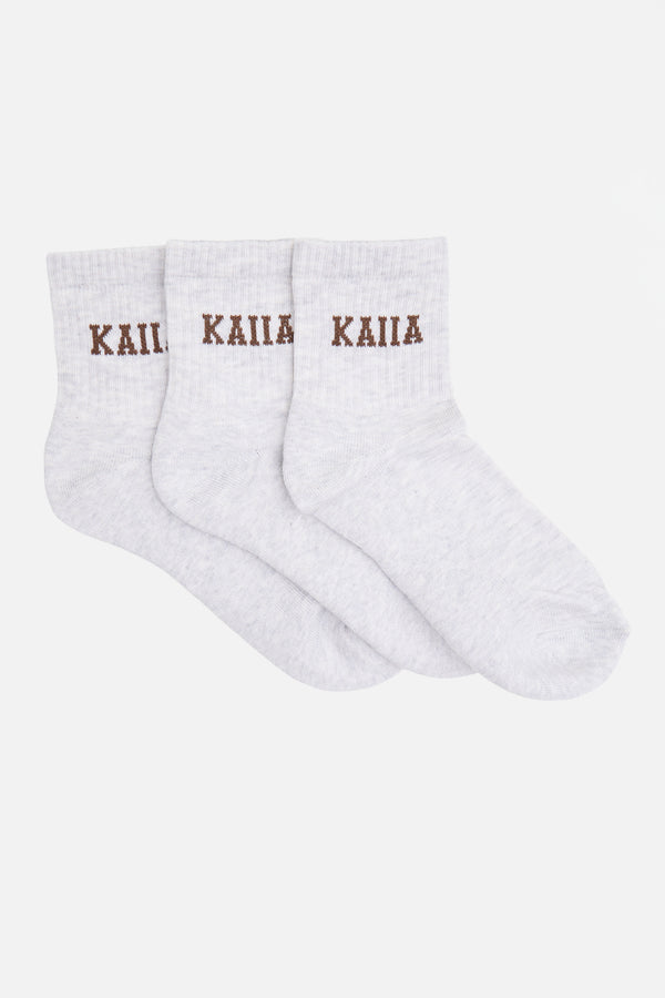 Pack of Three Kaiia Logo Sock Chocolate