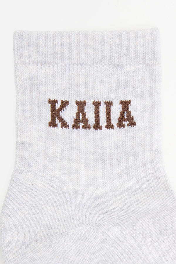 Pack of Three Kaiia Logo Sock Chocolate