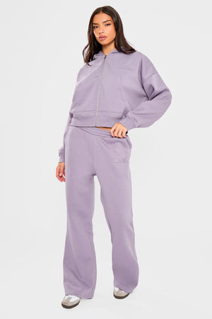 Kaiia Embossed Bubble Logo Oversized Zip Through Hoodie Dusk