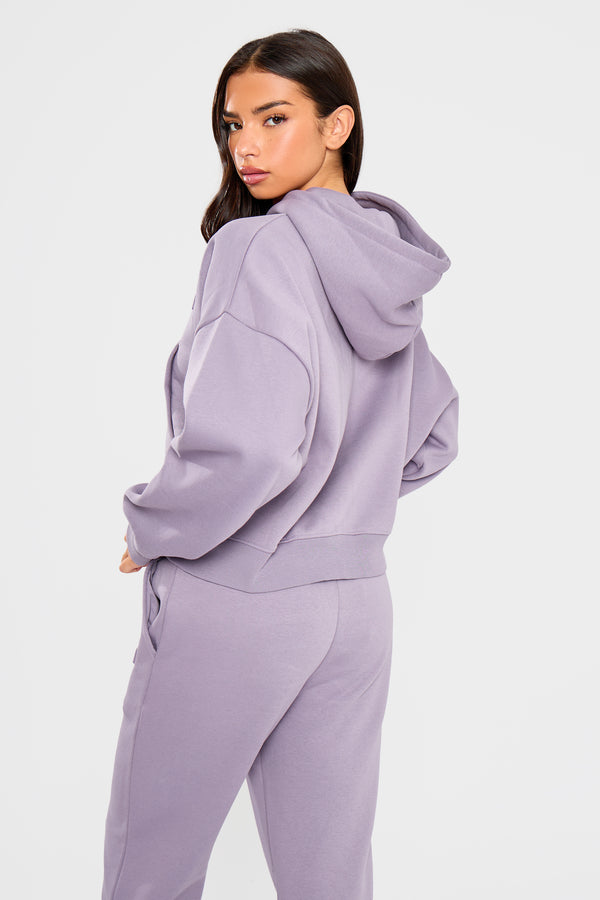 Kaiia Embossed Bubble Logo Oversized Zip Through Hoodie Dusk