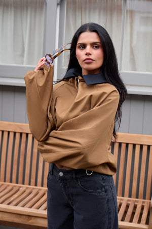 Kaiia Drawcord Hem Technical Jacket Camel